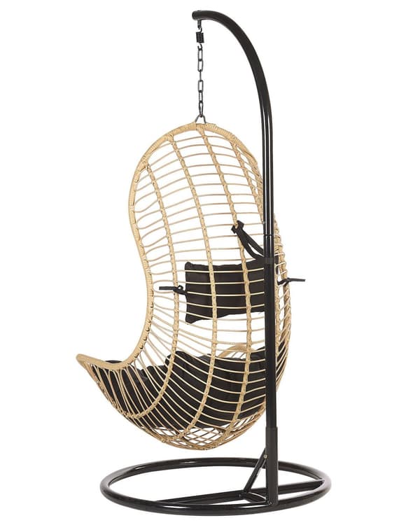 Hängstol Beige Rotting Metallram Inomhus Utomhus Boho