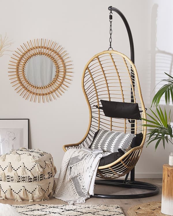 Hängstol Beige Rotting Metallram Inomhus Utomhus Boho