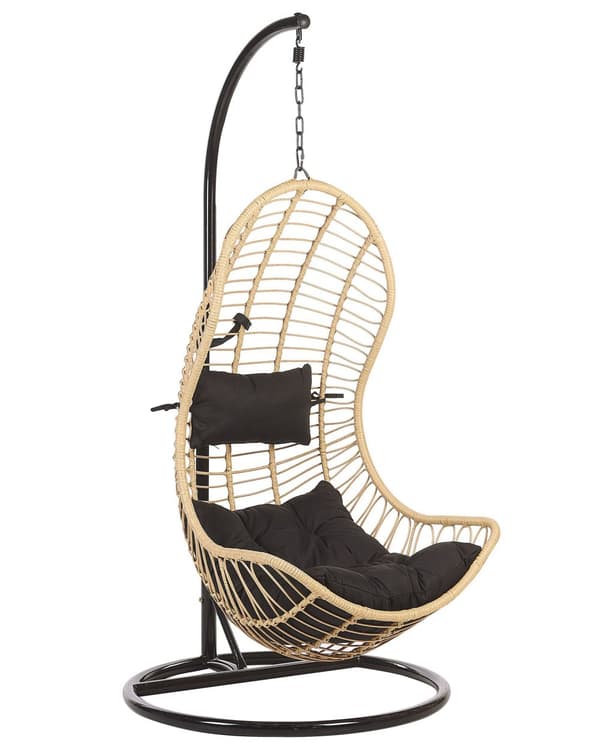 Hängstol Beige Rotting Metallram Inomhus Utomhus Boho