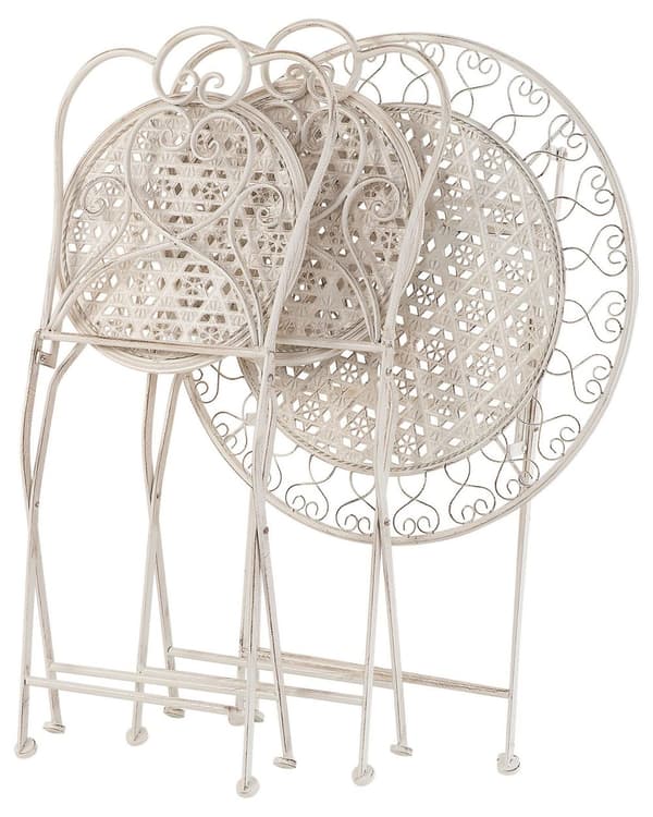Trädgårdsstol 2 st Beige Metall Chic Elegant Utomhus