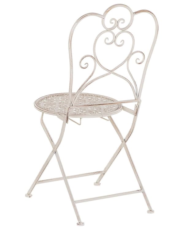 Trädgårdsstol 2 st Beige Metall Chic Elegant Utomhus