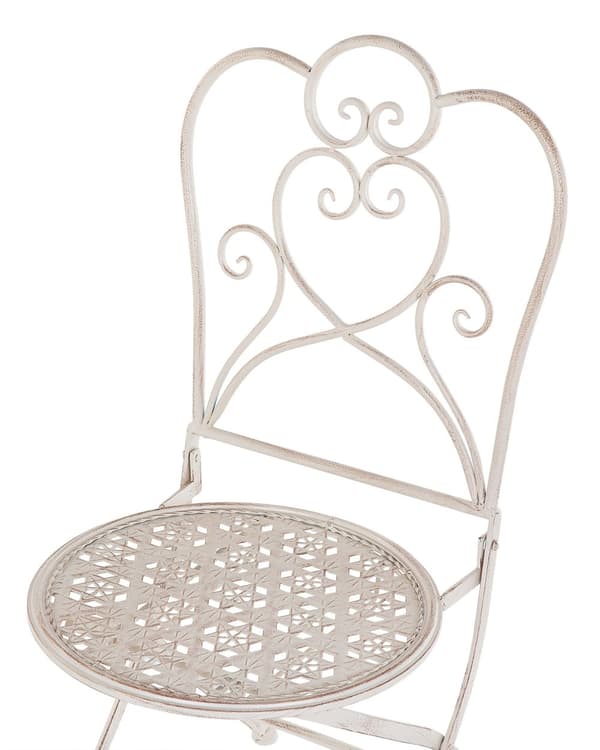 Trädgårdsstol 2 st Beige Metall Chic Elegant Utomhus
