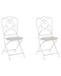 Miniatyrbild 1 av 9: Trädgårdsstol 2 st Beige Metall Chic Elegant Utomhus