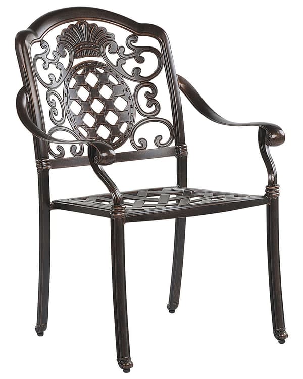 Havestole Brun Metal 4 Personers Udendørs Cafesæt Venetianske Stole Design Fransk Metalstole Cabrioleben Sædehynder Retro