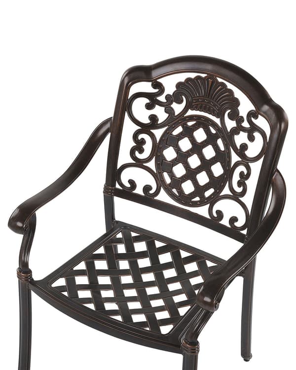 Havestole Brun Metal 4 Personers Udendørs Cafesæt Venetianske Stole Design Fransk Metalstole Cabrioleben Sædehynder Retro