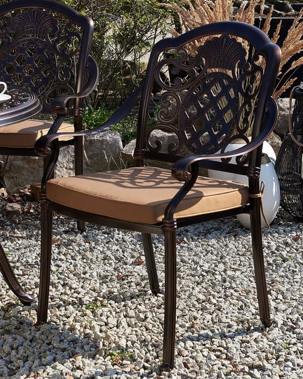 Havestole Brun Metal 4 Personers Udendørs Cafesæt Venetianske Stole Design Fransk Metalstole Cabrioleben Sædehynder Retro