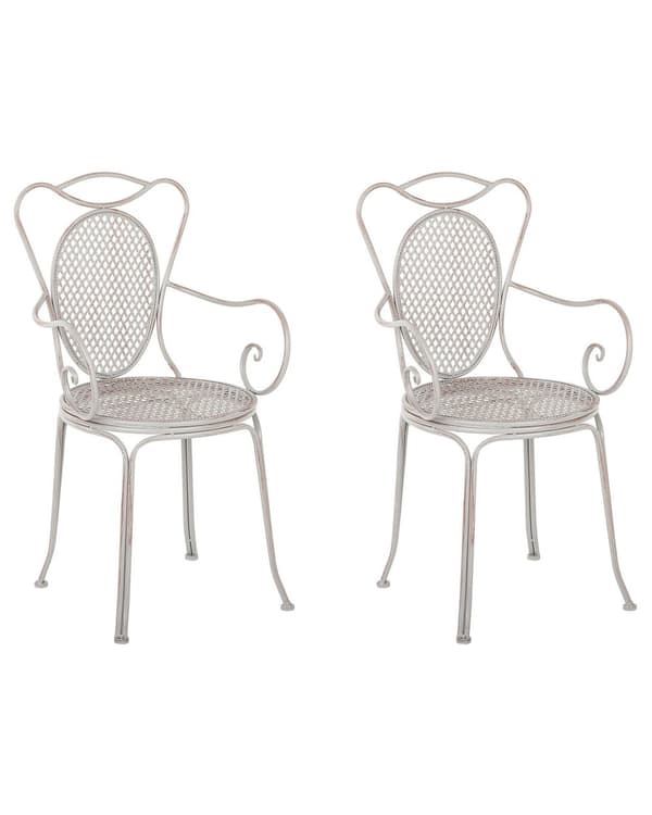 Havestole Grå Jern Sæt af 2 Franske Cafestole til Udendørs Provencalsk Stil Altan Stole
