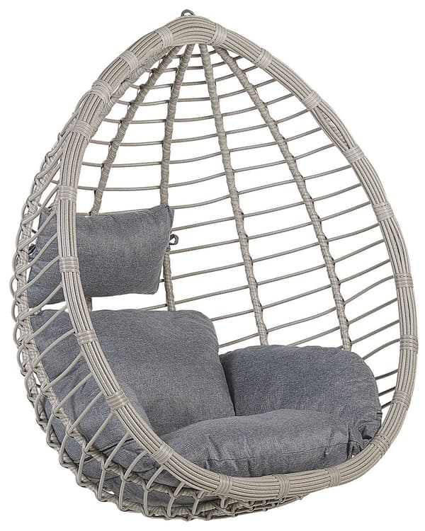 Hängstol Grå Rotting Inomhus Utomhus Takmonterad Modern Boho