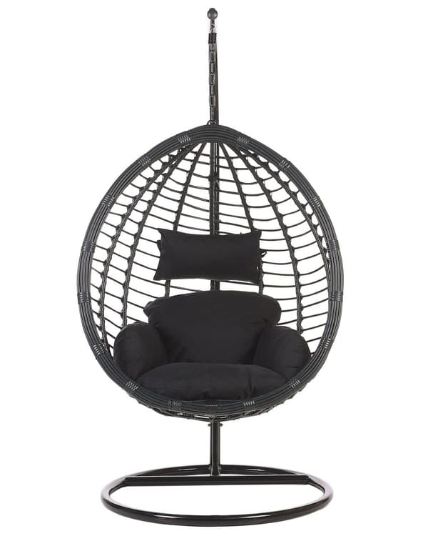 Hängstol Svart Rotting Metallram Inomhus Utomhus Modern Boho