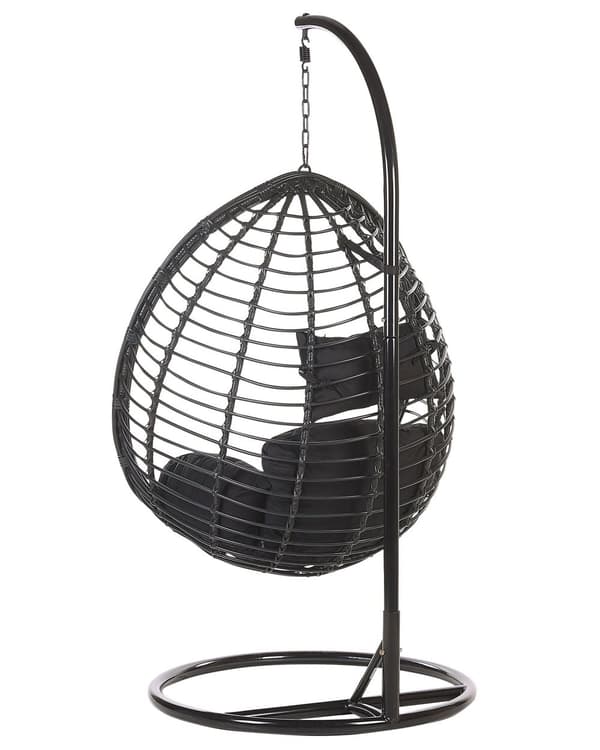 Hängstol Svart Rotting Metallram Inomhus Utomhus Modern Boho
