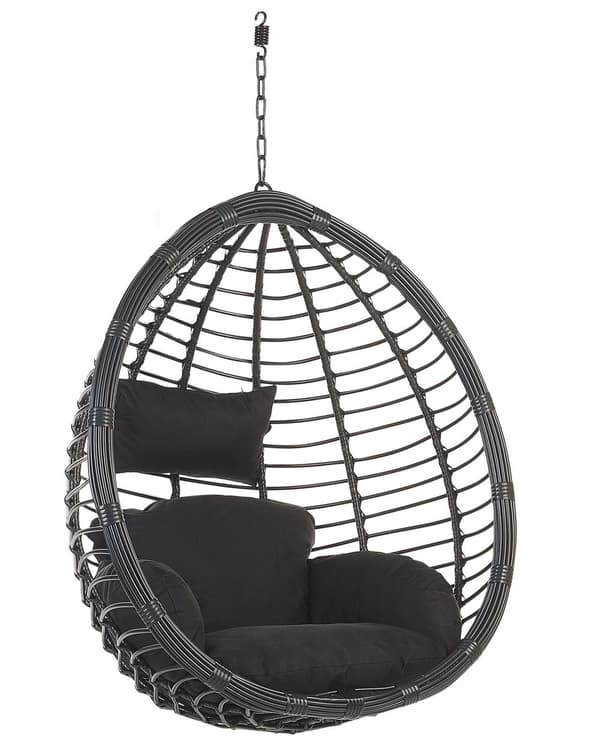 Hängstol Svart Rotting Metallram Inomhus Utomhus Modern Boho