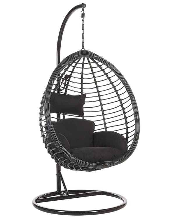 Hängstol Svart Rotting Metallram Inomhus Utomhus Modern Boho