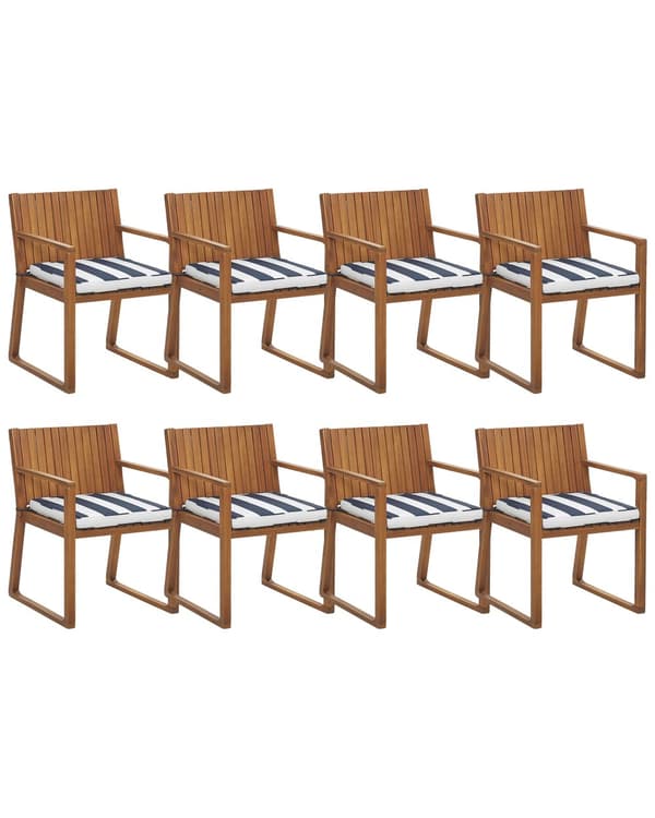 Havestole med puder blå grå metal 8 stk. havemøbler Havebord havestol Industriel Moderne Design Sæt Udendørs Møbler
