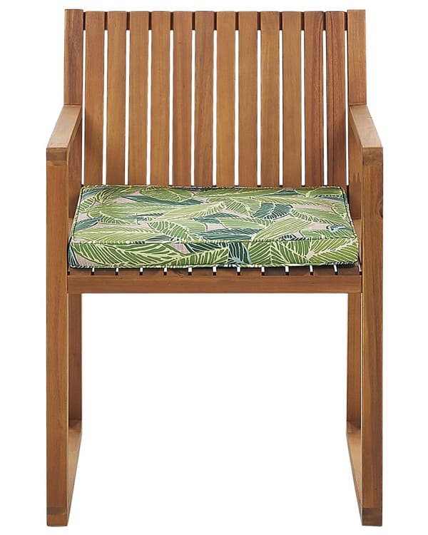 Puutarhatuoli vaalea 54 x 80 x 59 cm akaasia vaaleanvihreä pehmuste nauhat irrotettava hylkivä