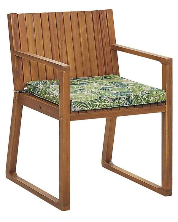 Puutarhatuoli vaalea 54 x 80 x 59 cm akaasia vaaleanvihreä pehmuste nauhat irrotettava hylkivä