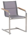 Miniatyrbillede 5 af 10: Havestole Grå Polyester og Sølv Rustfrit Stål 2 stk 85 x 55 x 56 cm Dekorative Frisvingerstole med Armlæn til Udendørs Havebord Terrasse Altan