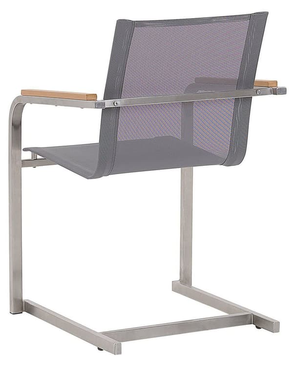Havestole Grå Polyester og Sølv Rustfrit Stål 2 stk 85 x 55 x 56 cm Dekorative Frisvingerstole med Armlæn til Udendørs Havebord Terrasse Altan