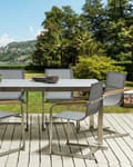 Miniatyrbillede 2 af 10: Havestole Grå Polyester og Sølv Rustfrit Stål 2 stk 85 x 55 x 56 cm Dekorative Frisvingerstole med Armlæn til Udendørs Havebord Terrasse Altan