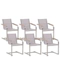 Miniatyrbillede 1 af 10: Havestole Beige Polyester og Sølv Rustfrit Stål 6 stk 85 x 55 x 56 cm Dekorative Frisvingerstole med Armlæn til Udendørs Haven Terrasse Altan