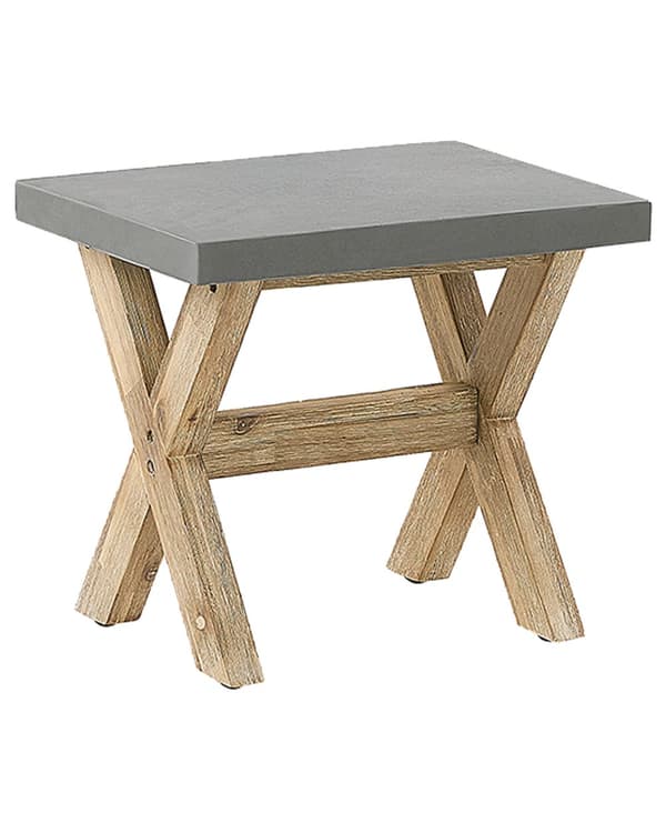 Trädgårdspall Grå Fiber Cement Sits Ljus Akaciaträ Bas Modern Patio Fotpall