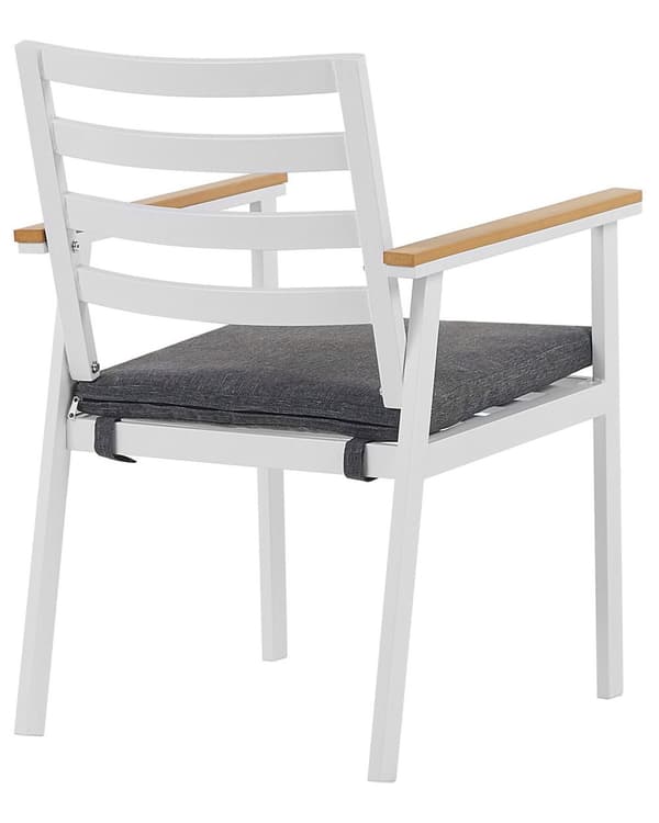 Puutarhatuoli ruskea 54 x 82 x 60 cm tummanharmaat istuintyynyt 4 kpl valkoinen alumiinirunko