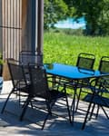 Miniatyrbillede 5 af 11: Havestole Sæt Sort Metal Stof Foldesæde Industriel Stil Balkon Terrasse