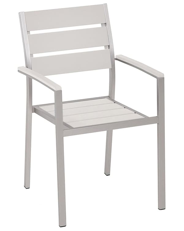 Havemøbelsæt hvid træplast 180 cm havebord 6 stole Havebord havestol Industriel Moderne Design Sæt Udendørs Møbler