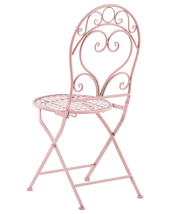 Havestole Lyserød Pulverlakeret Jern 2 stk 94 x 33 cm Moderne Cafesæt Retro Vintage-stil Accent til Terrasse og Altan Italiensk Indretning