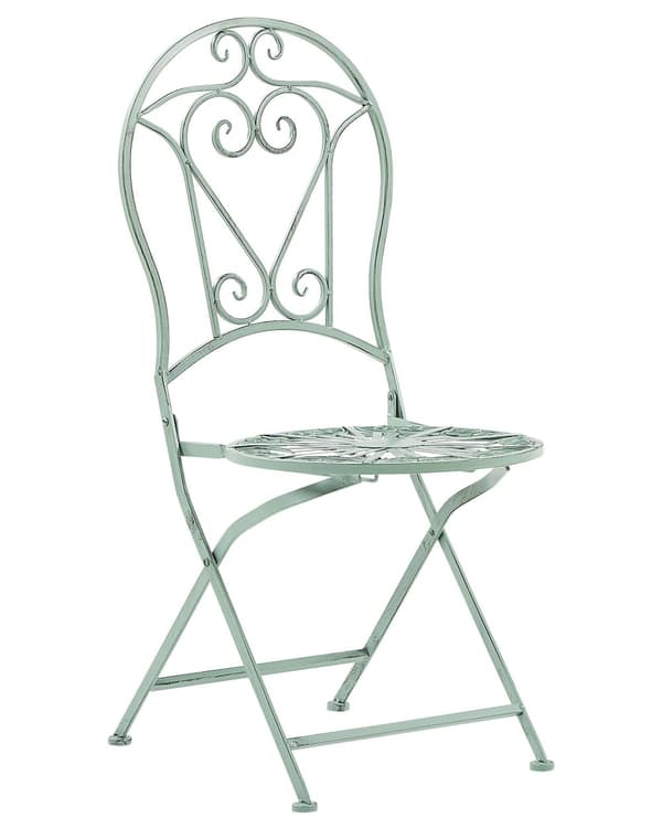 Havestole Grønt Pulverlakeret Jern Moderne Cafesæt Retro Vintage-stil Accent til Terrasse og Altan Italiensk Indretning