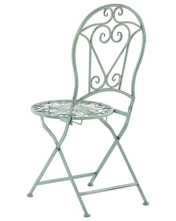 Havestole Grønt Pulverlakeret Jern Moderne Cafesæt Retro Vintage-stil Accent til Terrasse og Altan Italiensk Indretning