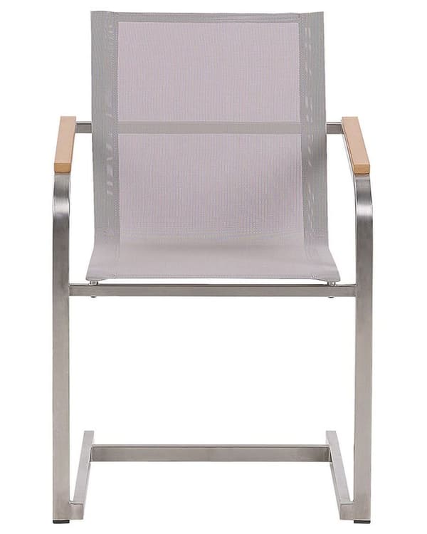 Puutarhatuolisetti beige polyesteriä jalat ruostumatonta terästä 2 kpl