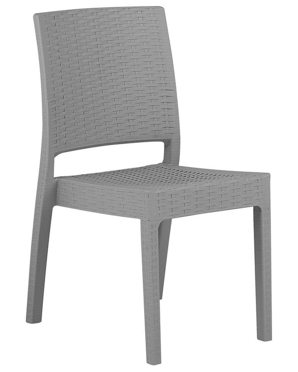 Havestole Lysegrå Plastik Sæt 60 x 89 x 56 cm Stabel Stole uden Armlæn Flet Moderne til Terrassen Haven Tilbehør Vejr Bestandig Materiale