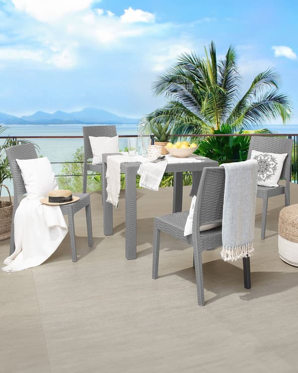 Havestole Lysegrå Plastik Sæt 60 x 89 x 56 cm Stabel Stole uden Armlæn Flet Moderne til Terrassen Haven Tilbehør Vejr Bestandig Materiale