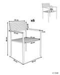 Miniatyrbillede 3 af 5: Sæt med 6 udendørs stole lys teak aluminium 86 x 56 cm modstandsdygtig over for vejrforhold