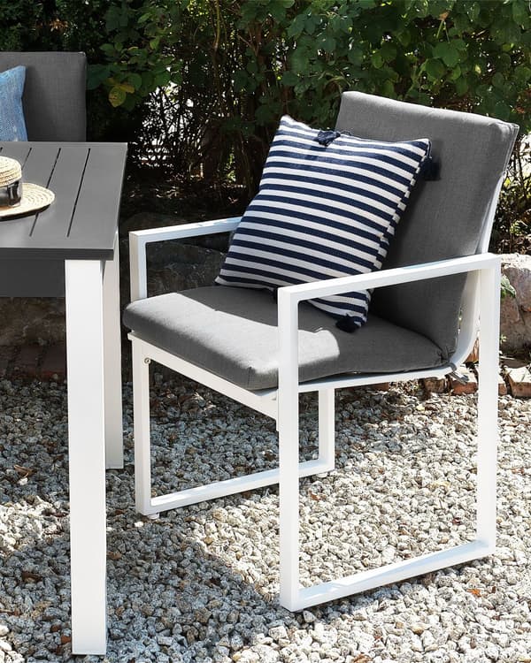 Sæt med 2 Havestole Gråt Stof med Metalstel Moderne Stil