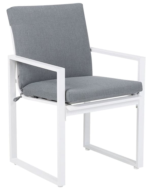 Sæt med 2 Havestole Gråt Stof med Metalstel Moderne Stil