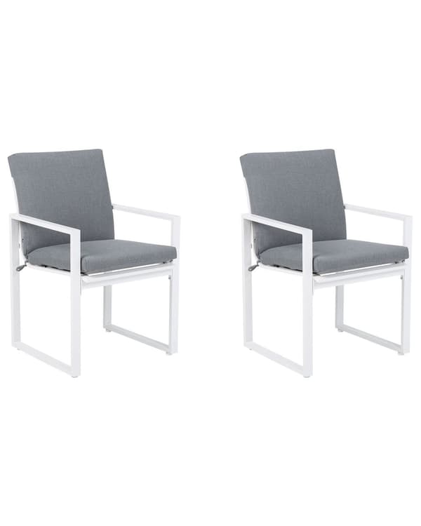 Sæt med 2 Havestole Gråt Stof med Metalstel Moderne Stil