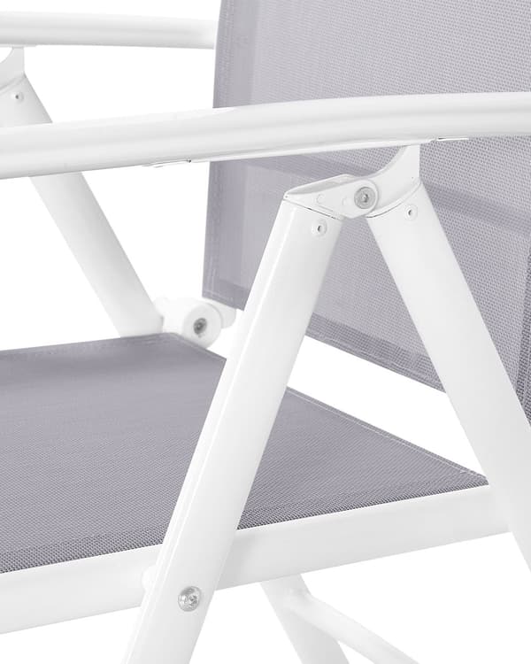 Havestole Grå Polyester og Hvid Aluminium 103 x 65 x 54 cm Klapstole med Justerbar Ryglæn og Foldbar Sammenklappelig Altan Terrasse Indretning