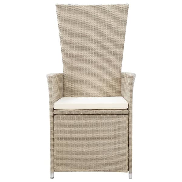 vidaXL Justerbara trädgårdsstolar 2 st med dynor konstrotting beige