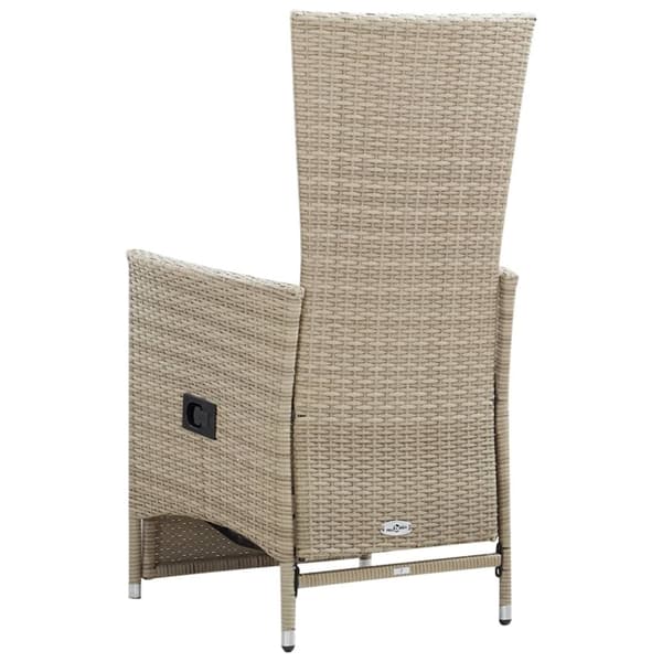 vidaXL Justerbara trädgårdsstolar 2 st med dynor konstrotting beige