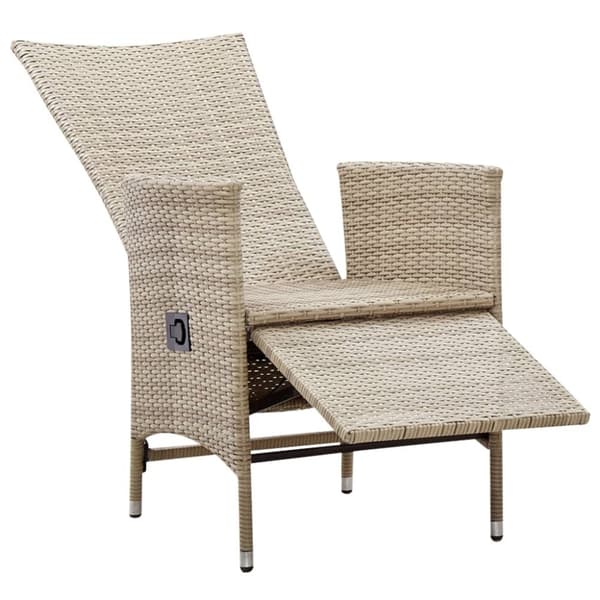 vidaXL Justerbara trädgårdsstolar 2 st med dynor konstrotting beige