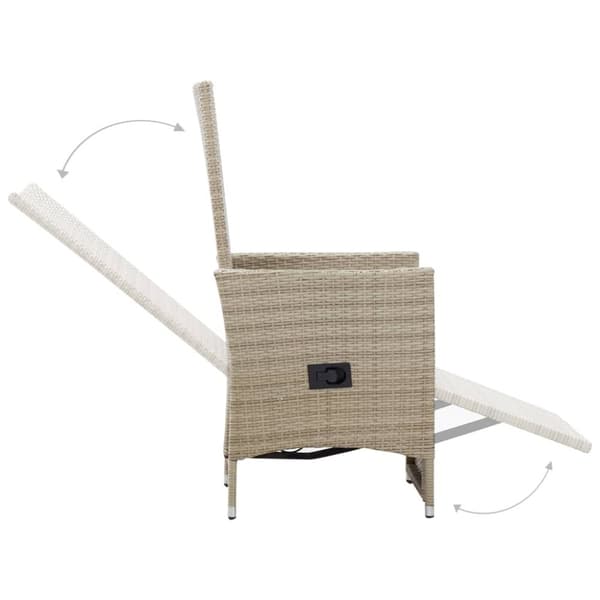 vidaXL Justerbara trädgårdsstolar 2 st med dynor konstrotting beige