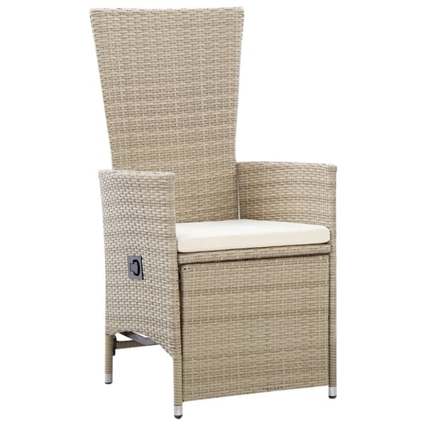 vidaXL Justerbara trädgårdsstolar 2 st med dynor konstrotting beige