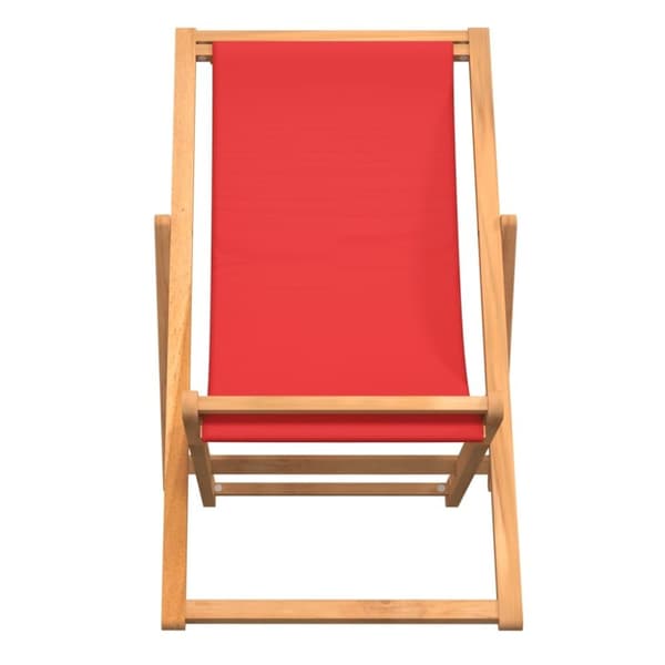 vidaXL Hopfällbar strandstol massiv teak röd