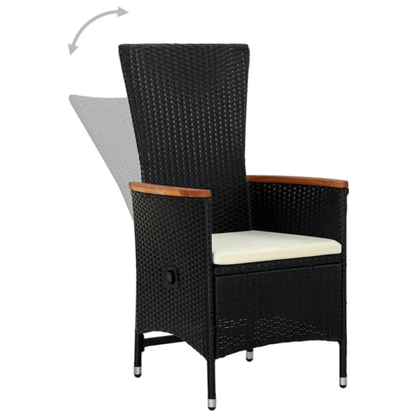 vidaXL havestole 2 stk. med hynder polyrattan sort