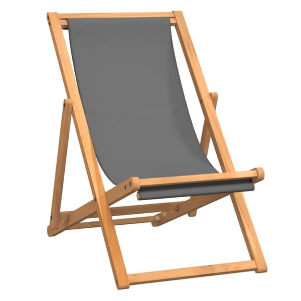 vidaXL foldbar strandstol massivt teaktræ grå