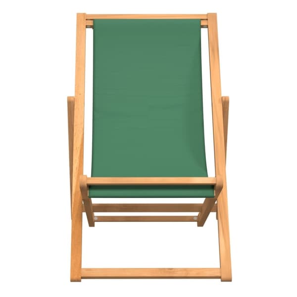 vidaXL Hopfällbar strandstol massiv teak grön