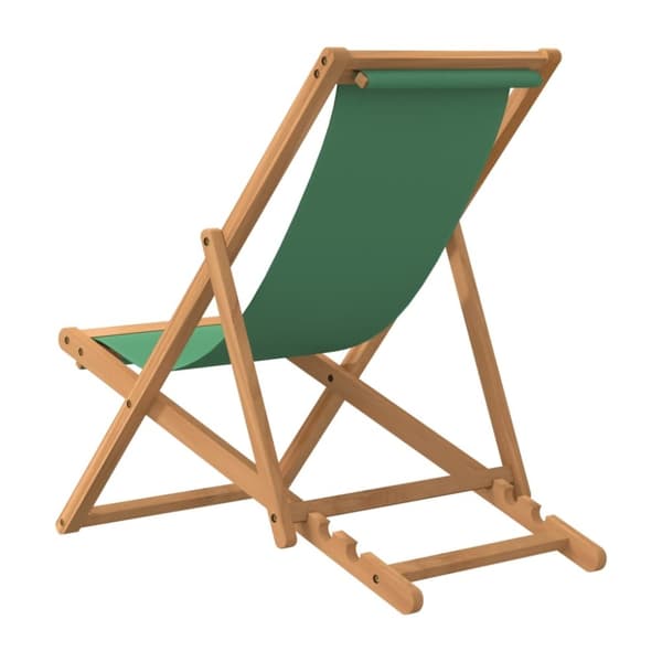 vidaXL Hopfällbar strandstol massiv teak grön