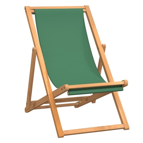 vidaXL Hopfällbar strandstol massiv teak grön
