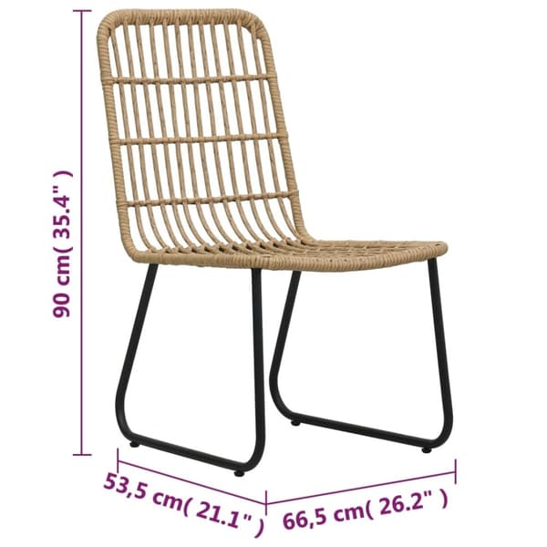 vidaXL havestole 2 stk. polyrattan egetræsfarve